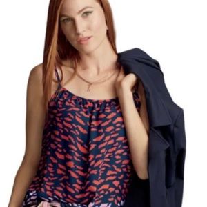 🌸 Cabi 5548 Smooch Midnight Blue Red Cami Tank Top Women's Size Large